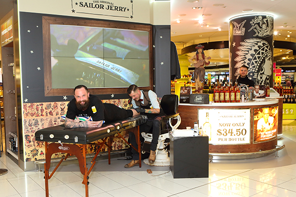 Sailor Jerry inks at Aucklands The Loop Duty Free Duty Sailor Jerry ink
