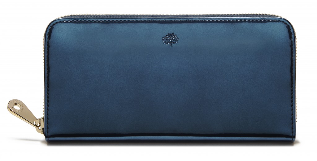 Zip Around Wallet in Midnight Mirror Metallic Leather £295