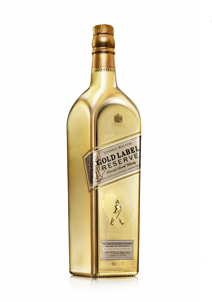 Johnnie Walker Gold Label Reserve Exclusive Travellers Edition angled bottle