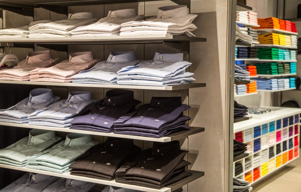 Heathrow, Terminal 4, airside, departure lounge, Lacoste retail outlet, March 2016.
