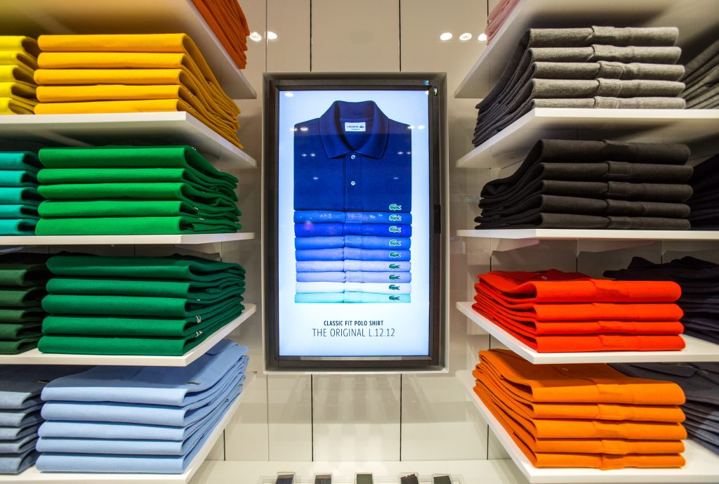 Heathrow, Terminal 4, airside, departure lounge, Lacoste retail outlet, March 2016.
